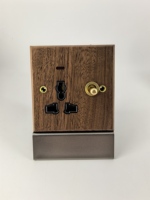 Interruptor y Enchufe de Madera de Nogal de Diseño Nuevo y Lujoso, Estándar del Reino Unido 86, 16A 250V, para Uso en el Hogar y Hoteles
