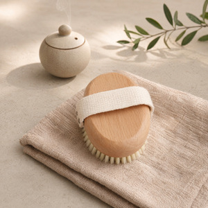 Custom Logo 100 Natural Vegan Sisal Bristle <b>Bamboo</b> Wooden Handle Exfoliating Wet Dry Body <b>Brush</b> for Shower Massage - Product Image 4
