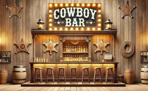 Toile de fond photographique personnalisable sur le thème du Western : Cowboy, Barn, <span class=keywords><strong>Cactus</strong></span>, Guitare, Tauren – Idéale pour Anniversaire, Fête, Baby Shower - Product Image 3