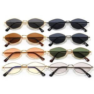 Custom Logo 2026 Vintage Lightweight Metal Frame Polygon Sun Glasses UV400 Diamond-shaped Small Frame Women <b>Sunglasses</b> - Product Image 4