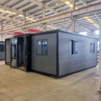Maison conteneur extensible à double espace après extension, maison préfabriquée pliable de 20 pieds pour dortoir de travailleurs et bureau de chantier