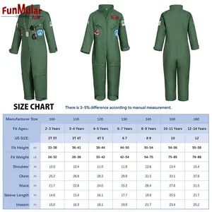 Funmular Fighter Pilot kostum a-force Flight Suit Roleplay berdandan dengan aksesoris Aviator untuk anak perempuan anak laki-laki
