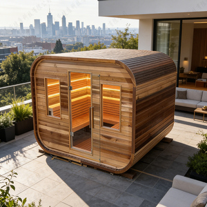 Sauna infrarouge extérieur GRAND LUXE |   Cabane moderne en bois massif et verre |   Système de chauffage électrique 6-15 kW - Product Image 4