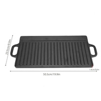 Double Grill à design réversible en fonte, 50cm, poêle à frire antiadhésive, poêle à brochettes