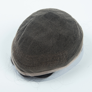 Prothèse capillaire pour homme en cheveux naturels noirs, avec dentelle suisse complète et nœuds frontaux décolorés - Product Image 1