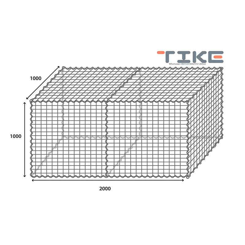 2x1x1 boîte de gabion soudée galvanisée/mur de gabion malaisie/mur de soutènement de gabion