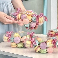 Boîte d'emballage en PS recyclable de qualité alimentaire pour macarons, desserts et bonbons, avec couvercle transparent, vente en gros