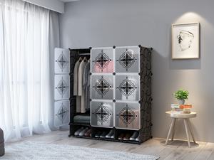 Organisateur de rangement pliable en plastique pour vêtements avec 9 compartiments et 1 barre de suspension pour appartement - Product Image 2