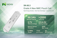 Baterai Li Polymer SK 3.7V 60.3Ah Ncm Pouch Cell Densitas Energi Tinggi 1500 Siklus untuk Ev, Sepeda Listrik, Skuter, dan Drone