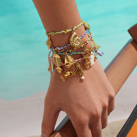 Vente chaude Or Escargot Shell Poisson Étoile De Mer Charmes Chaîne Bracelets Bijoux De Mode Pendentif Tissé Chaîne Bracelet