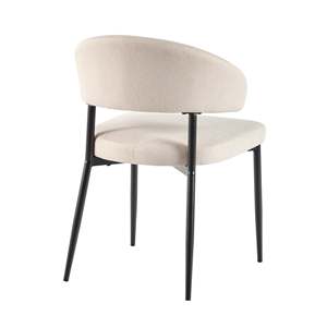 Chaises de salle à manger au design moderne, confortables, en <span class=keywords><strong>tissu</strong></span> <span class=keywords><strong>beige</strong></span>, pieds en métal <span class=keywords><strong>noir</strong></span> - Product Image 4
