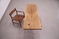 Table de salon en bois massif de chêne blanc de style américain de haute qualité avec bord naturel