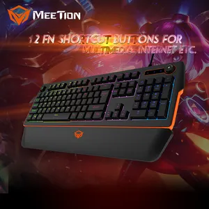 MEETION MT-K9520 Waterproof Full-Size Multimedia Membrane Wired Illuminated Gaming Keyboard With Palm Rest