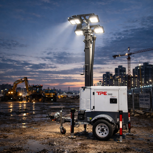 Tour d'éclairage diesel mobile sur remorque, 7m, levage manuel, 4x350W LED IP66, faisceau 180°, Kubota, direct usine - Product Image 2