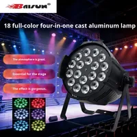 Projecteur PAR en aluminium moulé sous pression pour scène, 18 LED 10W pleine couleur DMX512 4-en-1, pour mariages, spectacles et ambiance festive