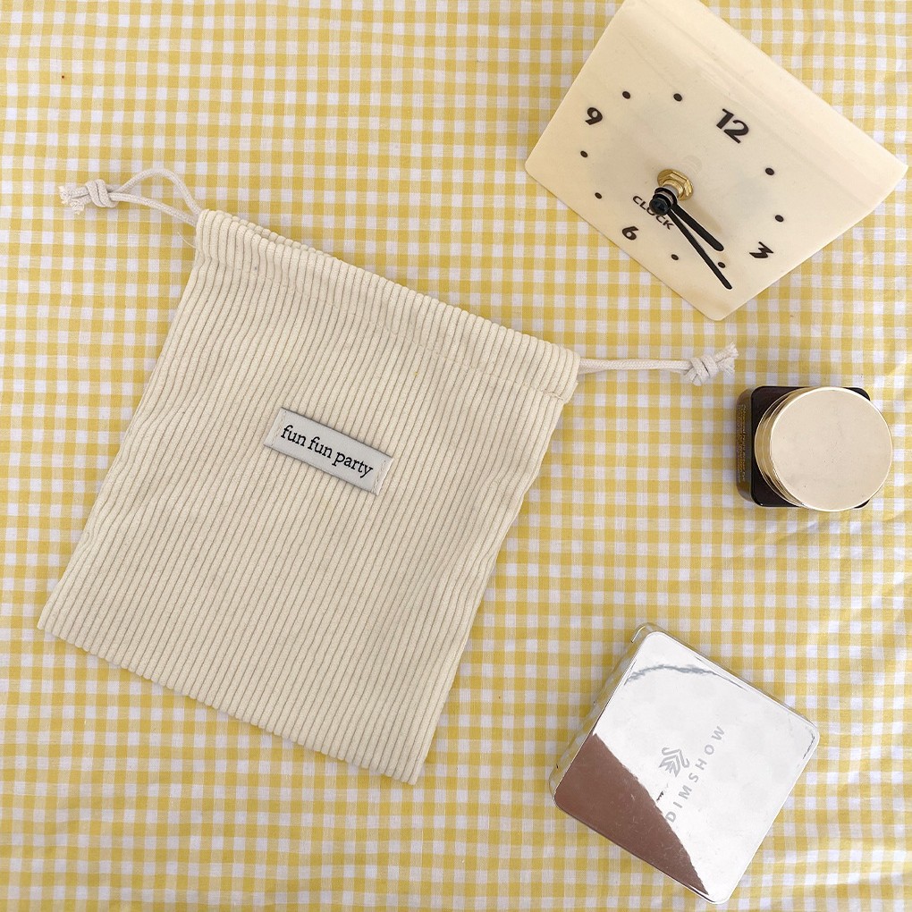 Sac à cordon - Velours côtelé blanc