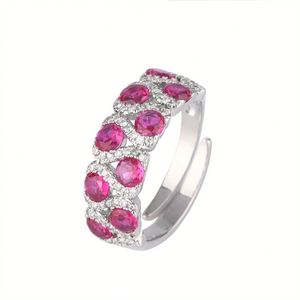 Fashion Jewelry Eco-friendly Copper Blue Spinel & Red Corundum Zircon Vintage Open <b>Adjustable</b> <b>Rings</b> for Statement - Product Image 1