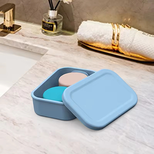 Boîte de rangement portable en silicone pour savon de voyage avec couvercle et couche de drainage, support de savon anti-fuite, boîte de rangement en silicone - Product Image 5