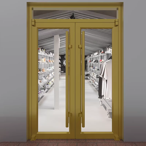 Porte double en aluminium et verre avec ressort au sol pour magasin - Product Image 3