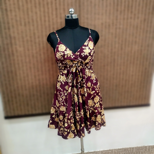 Women's Summer Floral Printed Chiffon V-Neck Spaghetti Strap Floor-Length A-Line Wrap Tie Casual Regular Fit Bohemian <b>Elastic</b> - Product Image 1