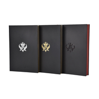 Cuaderno A5 negro encuadernado de costura personalizado con lámina de oro para estudiantes de escuela y oficina
