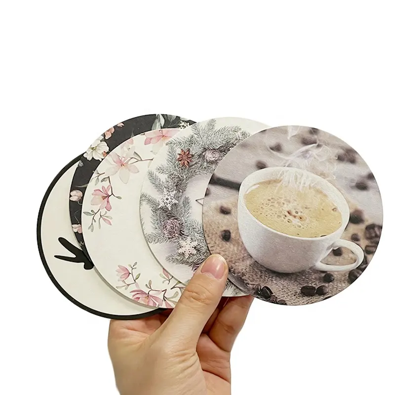 Sous-verres de voiture en papier de pâte à papier imprimé personnalisé café papier absorbant l'eau sous-verres de bière pour boisson