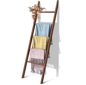Rak tangga selimut kayu dekoratif sederhana furnitur rumah rak tangga kayu dekoratif tangga selimut untuk kamar mandi