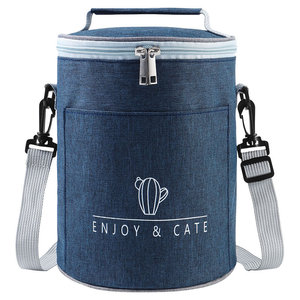 Enjoy & Cate Oxford Cloth Lunch Bag Round Insulated Portable Outdoor Office Worker Bento Tote - Product Image 5