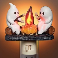 Veilleuse en résine d'Halloween, décoration d'ambiance effrayante, veilleuse fantôme avec prise américaine, décorations pour la maison et le jardin, cadeaux d'Halloween