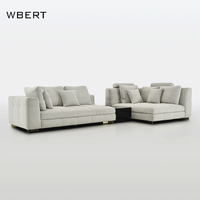 WBERT Canapé de salon moderne et décontracté pour plusieurs personnes-Tissu gris avec cloison de table basse Canapé en forme de L Meubles de maison