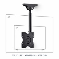 Soporte de Techo Comercial para TV, para Restaurante, Bar, Gimnasio, Clínica, de 17 a 42 Pulgadas, Acero Resistente, Carga de 75 Libras, VESA 200x200