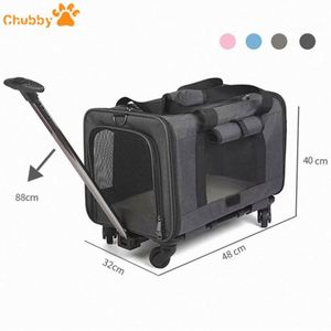 Valise de transport pour animaux de compagnie, imperméable, avec roues amovibles, respirante, pliable, grande capacité, fermeture éclair - Product Image 2