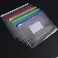 Foska Papeterie Bureau A4 A5 Zip Lock Design Transparent Étanche PVC Document Enveloppe Dossiers De Remplissage Sacs avec Poche D'étiquette
