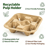 Plateau de service pour boissons biodégradable en pulpe, 2 compartiments, recyclable, pour service en chambre d'hôtel écoresponsable