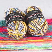 Fil à crocheter en coton de lait super doux multicolore, 12s/3, en gros, pour le tricot, le crochet, fil fantaisie teint pour la couture