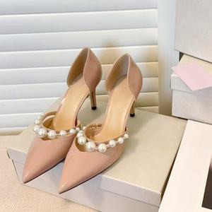 เทรนด์แฟชั่นปี 2026 รองเท้าส้นสูงหัวแหลมประดับมุกสีขาวสุดหรูสำหรับเจ้าสาว  หนังแท้ ใส่สบาย เหมาะสำหรับงานแต่งงาน - Product Image 5