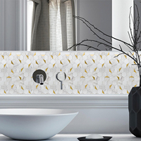 Mosaïque hexagonale en aluminium blanc marbré et mosaïque triangulaire dorée autocollante en aluminium