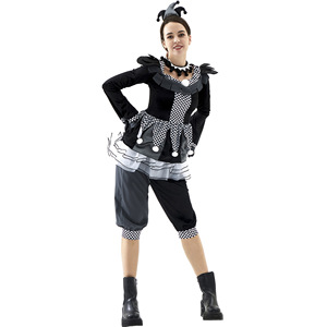 Disfraz de Payaso de Circo para Mujer, Halloween, Carnaval, Cosplay, Adulto, Traje de Payaso Aterrador en Blanco y Negro - Product Image 1