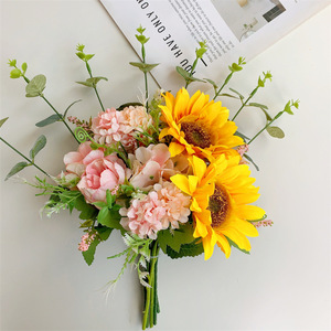 Bouquet de tournesols artificiels Muyu Chronicles en soie, réaliste, pour la décoration de la maison, arrangement floral - Product Image 3