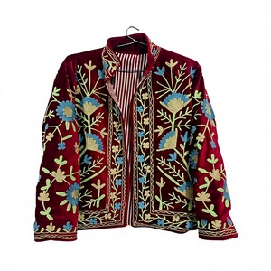 Floral Velvet Embroidered <b>Jacket</b> <b>Mandarin</b> <b>Collar</b> Winter Coat Full Sleeve Chinese Style queen <b>jacket</b> vintage blossom luxe <b>jacket</b> - Product Image 4