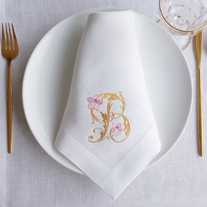 Serviette de table en coton et lin brodée sur mesure avec monogramme, point de croix, pour table à manger, tissu, nappe, dessous de plat de mariage - Product Image 4