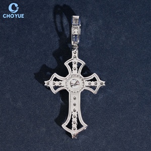 Wholesale GRA Certified Moissanite Cross Pendant 925 <b>Silver</b> Round Brilliant Cut Pendant Iced Out Rhodium Plated Jewelry - Product Image 3
