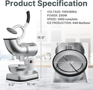 Raseur à glace électrique à double <span class=keywords><strong>lame</strong></span> en acier inoxydable pour usage domestique, commercial, bar et fête, 400 LBS/H - Product Image 5