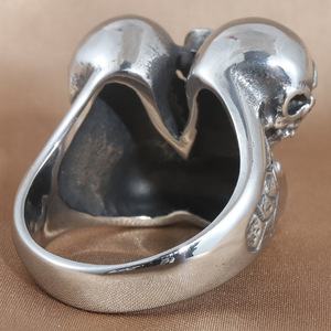 Skeleton Skull <b>Ring</b> <b>Silver</b> Men's Punk Jewelry Gift Geometric Design 213026 - Product Image 2