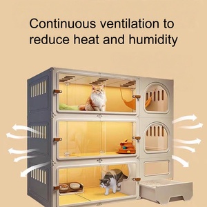 Maison moderne pour chat et <span class=keywords><strong>chien</strong></span> toutes saisons avec lits superposés en forme de villa à deux étages, en plastique, design chaleureux pour une utilisation en intérieur/extérieur - Product Image 3