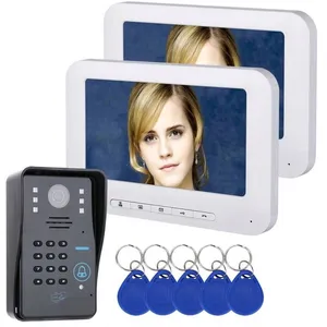 7 "LCD 2-Monitor Tür Telefon RFID Passwort Video Intercom Türklingel mit IR-CUT kamera 1000 TV Line Access Control System