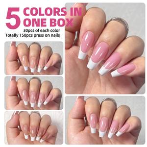 150Pcs Press on Nails 3 en 1 Soft Gel Tips Full Cover <span class=keywords><strong>Faux</strong></span> T Extension Ovale Amande Capsule Sculptée Tip Salon DIY - Product Image 2