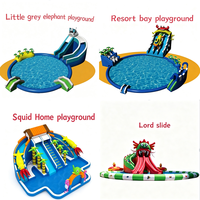 Parc aquatique gonflable commercial Octopus Elephant Fish Dinosaur Castle Bay Resort Aquarium Squid avec toboggan et piscine, matériel de location pour enfants