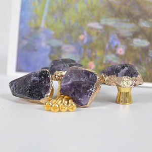 <strong>Crystal</strong> Geode Drawer <strong>Knobs</strong> Natural White Healing <strong>Crystal</strong> Stone <strong>Crystal</strong> <strong>Knobs</strong> Handles <strong>Gold</strong> Plated Gemstone Cupboard Pulls - Product Image 4