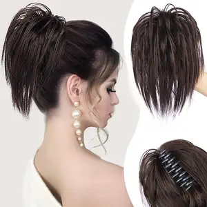 Cheap Tousled Updo Synthetic Messy Hair Bun Hairpiece Elastic Rubber Band Updo Ponytail Hair Extension